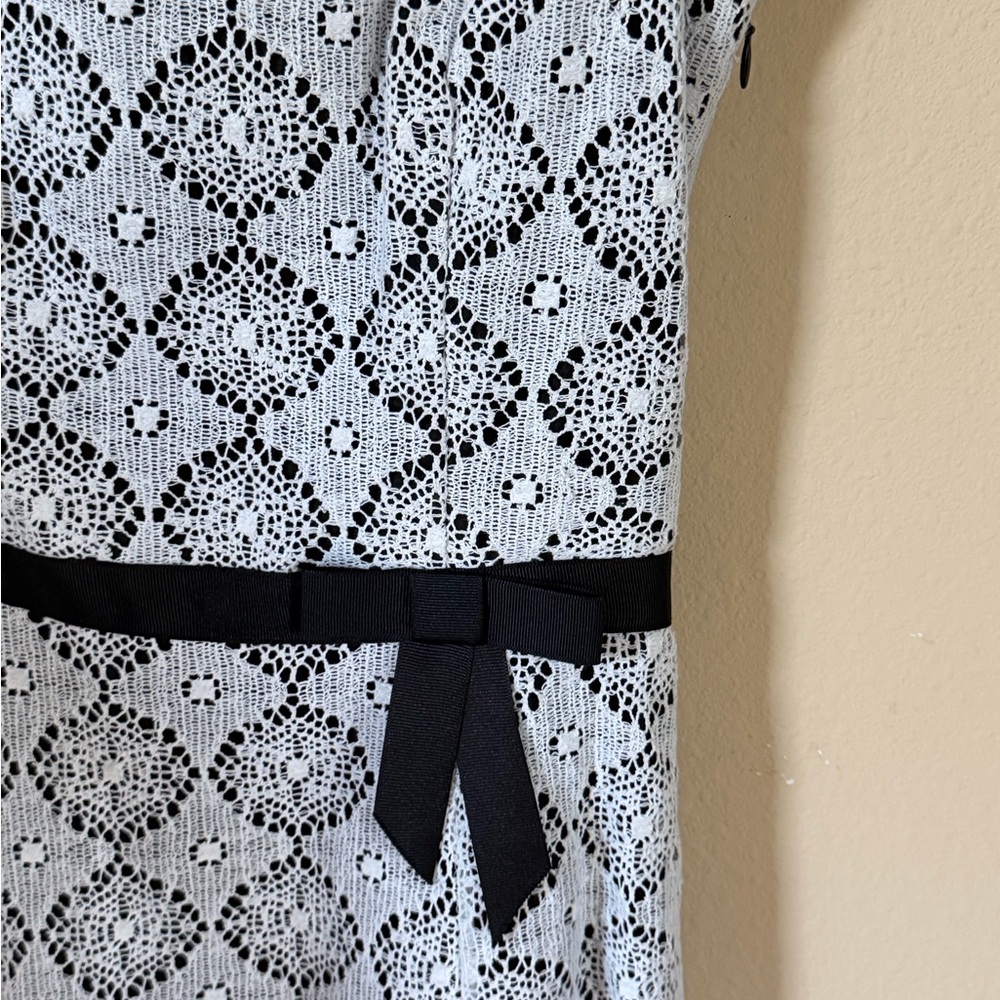 NWT ABS Allen Schwartz Strapless Black & White Lace Fit & Flare Dress Women’s 4 - Picture 3 of 6